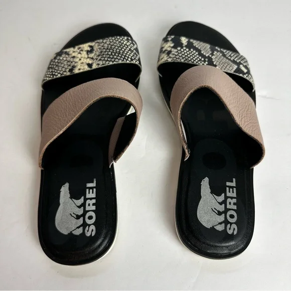 Sorel Ella II Sandals Women's Size 6 EU 37 Shoes Pink Tan Snakeskin Beach Travel - Picture 4 of 9